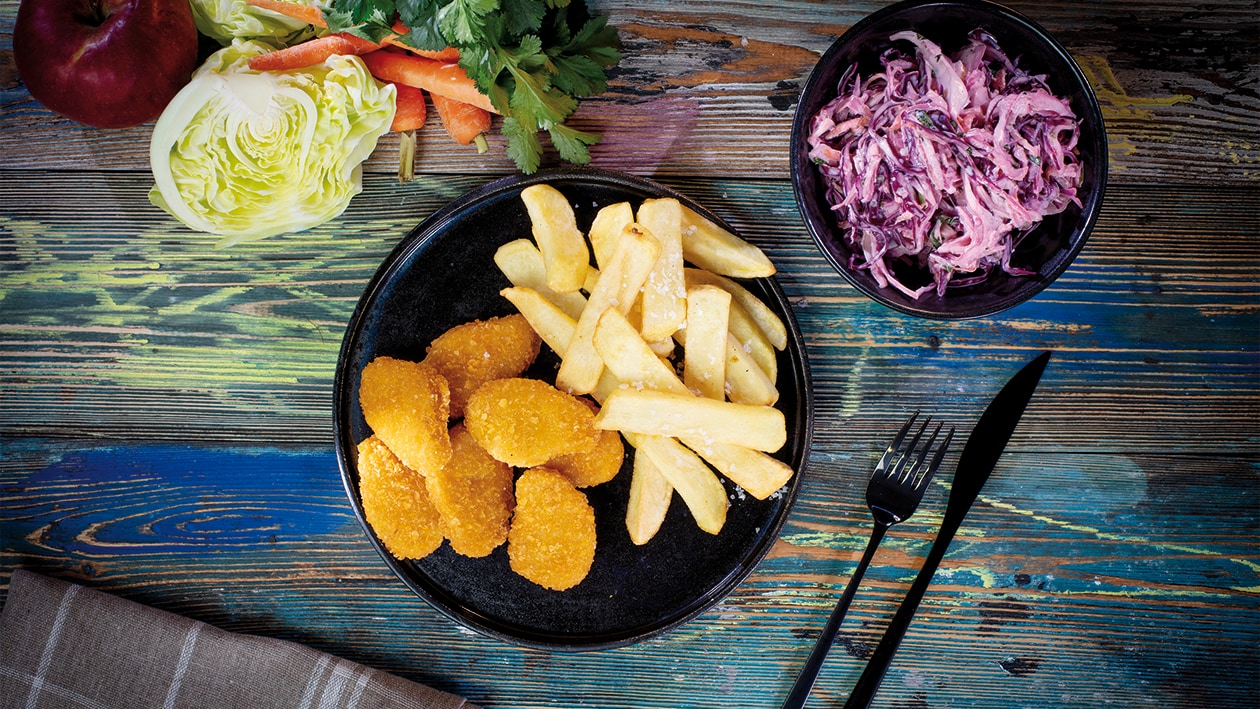 Veganské nugetky se salátem Coleslaw